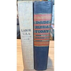Vintage Book Lot Labor U.S.A. Lester Velie & Inside Russia Today Hardcover